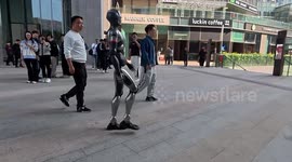 Humanoid Robot Strolling Shenzhen Streets China