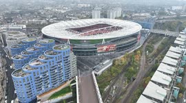 drone footage of Arsenal FC Stadium