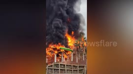 Massive blaze at brand-new water park said to be built on ancient burial grounds