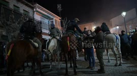 Horse and fire at `Las Luminarias´ in honour of San Antonio Abad (Saint Anthony), the animals' patron saint, in San Bartolome de Pinares, west of Madrid on 16 January, 2025.