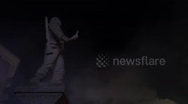 Spain: The smoke of the 'luminarias' immerses San Bartolomé de Pinares in a magical night