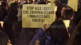 '100 Thousand Lights Against the Clouds of the Regime', the protest demonstration against the Security Decree, DDL 1660 approved in the Chamber of Deputies, organized by the social network  'No Security Bill – At Full Regime' in Rome.