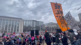 Anti-Trump demonstrators gather in Washington, DC ahead of Trump inaugural