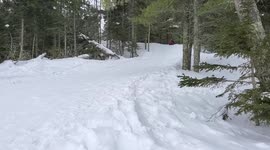 US: Sledding Fun on Sphunge Island Hill in Voyageurs National Park