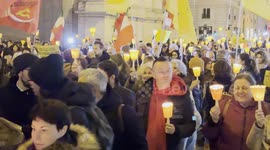 Demonstrators during the torchlight procession of protest against the approval of the Security Decree, the DDL 1660 on public safety, in Rome.