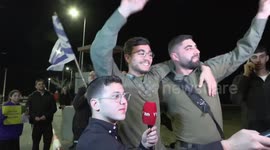 Cheers after the return of hostages to Israel