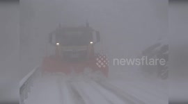 Emergency teams battle severe snow storm in Valencia, Spain