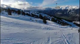 Out-of-control skier leg-sweeps multiple people standing in his path