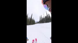 Squirrel Darts Out in Front of Skier