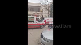 The entrance to Jenin Governmental Hospital has been blocked with dirt barricades