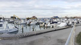 Overview of the small port of the old lighthouse of Fiumara, on the mouth of the Tiber, in the area where Royal Caribbean plans to build the first large privately managed tourist port in Italy in Fiumicino, near Rome.