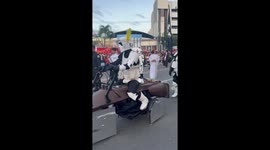 Stormtroopers march down street for religious parade