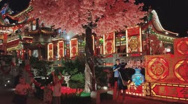 Temple in Malaysia is decorated gorgeously to prepare celebrate lunar new year