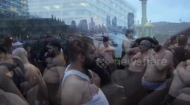 Topless men conduct self-flagellation for  Imam Musa Kazim Martyrdom Procession 2025 with Allama Asif Raza Alvi Westminster Bridge