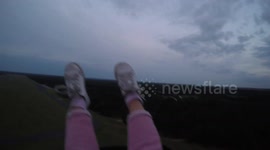 Girl, 4, goes paragliding in Poland