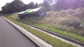 Guided bus crashes on grass verge in Cambridge