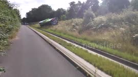 Guided bus crashes on grass verge in Cambridge