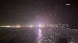 US, Los Angeles: Cajon Pass CHP Escort Traffic On 15 Freeway