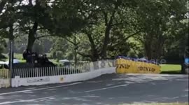 Ballaugh Bridge Isle of Man TT Massive crash with huge flips into the crowd