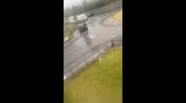Risky bike ride during Storm Éowyn ends in an inevitable and embarrassing fall