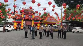 Police sterilise temple ahead of Chinese New Year celebrations in Indonesia