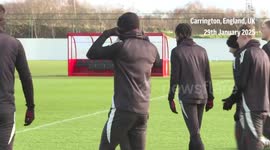 Ruben Amorim and Darren Fletcher brave the birthday slaps tunnel, as wantaway forward Marcus Rashford joins in