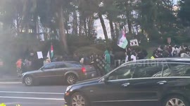 US: Anti-Trump and Pro-Palestine march moves through the streets of Portland