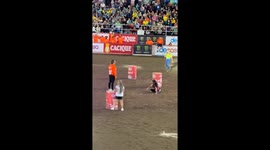 Women fall and get chased during bull festival in Belen, Heredia, Costa Rica