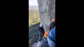 Swinging across the mountain in Mineral del Chico, Mexico