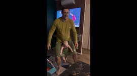 Parent carries baby in pants in Moscow