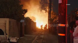 US, Los Angeles: Westmont Early Morning Carport Fire