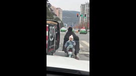 Child escapes from electric bicycle in Guizhou, China