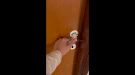 Kid gives himself a funny haircut in Amihai, Israel