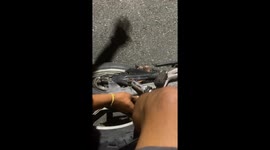 Man's foot stuck in motorcycle wheel in Itapuaçu, Brazil