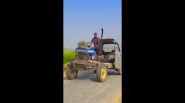 Person drives combination of car and tractor in Kaisarganj, Uttar Pradesh