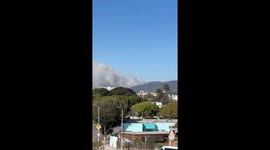 Rapidly growing wildfire near Temescal Canyon in Los Angeles, California, USA