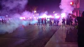 US, Los Angeles: San Bernardino Protesters Throw Rocks At Officers Less Than Lethal Force Used On Protesters