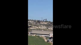 Palestine: Israeli Bulldozers Destroy Power Lines around the town of Idhna, northwest of Hebron