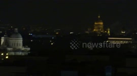 Venus glows on clear night over St Petersburg, Russia