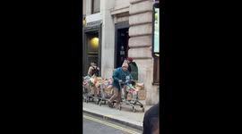 Tourists baffled by Mr Bean pushing shopping trolleys in London