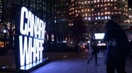 A View Of A Welcoming Light Display in Reuters Square Canary Wharf