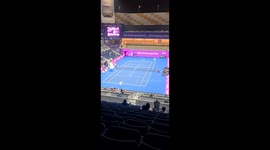 Ekaterina Alexandrova vs Emma Raducanu at the Qatar TotalEngeries Open held at Khalifa International Tennis and Squash Complex.