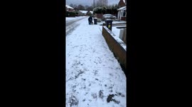 Dog Pulls Boy's Sled