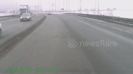 3 Cars Crash on Highway in Russia