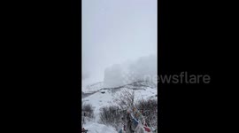 Chinese hikers survive cascading avalanche in heart-stopping moment captured on camera