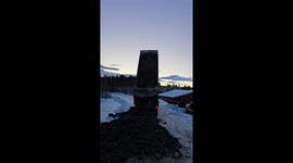 Truck Tips Over While Backing Up In Snow