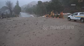 US, Los Angeles: Altadena Severe Flash Flooding Completely Blocks Major Road