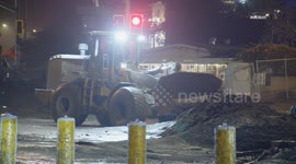 US, Los Angeles: Malibu Overnight Cleanup of Palisades Wildfire Mudslides
