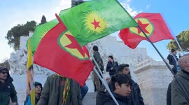 Demonstration to demand the release of Abdullah Öcalan organized by UIKI (Kurdistan Information Office in Italy) in Rome.
