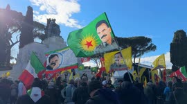 Demonstration to demand the release of Abdullah Öcalan organized by UIKI (Kurdistan Information Office in Italy) in Rome.